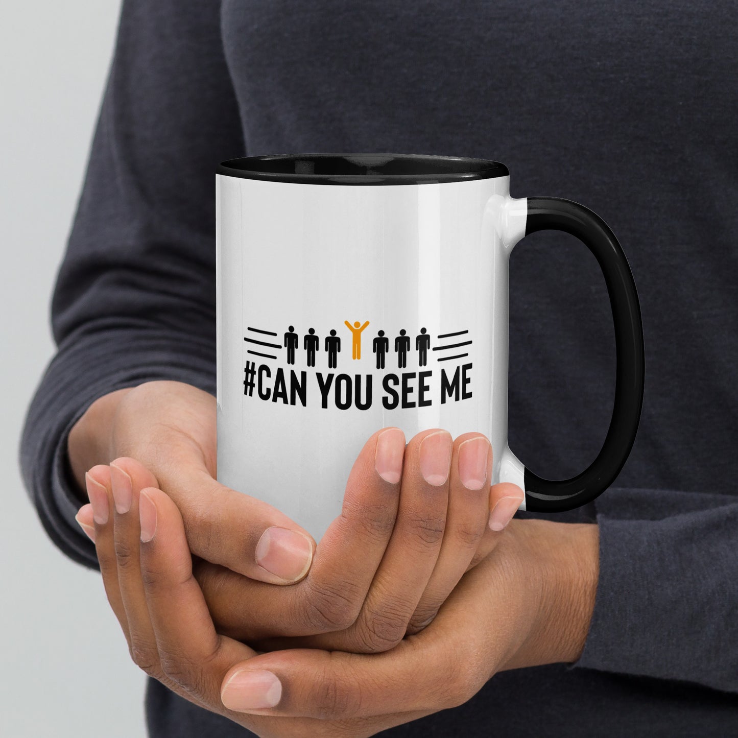 Can You See me Printed Mug with Color Inside